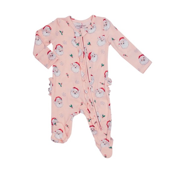 Angel Dear Other - Angel Dear Viscose Bamboo Vintage Santa Ruffle Footie 3-6M NWT